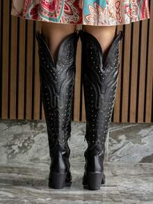 Women Over-The-Knee Boots - Black - View 3