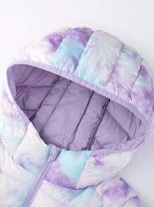 Annil 儿童服装。男童女童轻薄羽绒服。冬季三防、保暖、宽松、弹力短款。 - 紫白色 - 查看 3