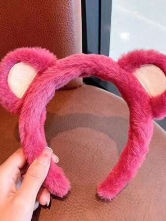 1pc Plush Headband With Cute Furry Ears, Fashionable Headwrap For Face Washing, Bangs Fixing, Stylish European & American, Adorable High-End Korean Design, Hair Band, Hair Hoop, Hair Accessories, Winter Fall Autumn Accessories ,Head Piece ,Hairband For Women