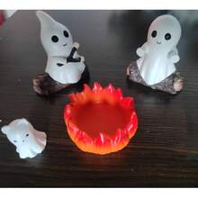 1 件幽灵篝火主题套装（不含蜡烛）万圣节装饰树脂挂件，营造梦幻氛围，适用于家居装饰、房间装饰、秋季装饰、客厅、台面柜、户外花园、节日场景布置、氛围照片道具，万圣节和周年纪念的独特礼物 - 彩色 - 查看 7