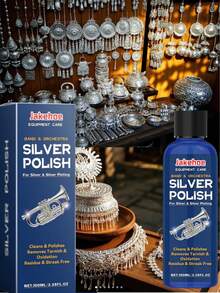 100毫升大容量银饰清洁剂，可去除银器上的黑色污渍、黄色污渍，适用于清洁戒指、银杯、项链等。另有白色和绿色迷你抛光条湿巾，可用于擦洗银器、抛光指甲和珠宝，提亮金属银饰。