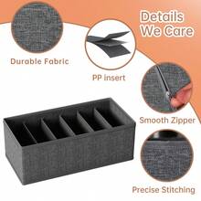 4 Pack Fabric Collapsible Drawer Organizers For Socks, Underwear, Clothes, Ties & Belts, B - Grey