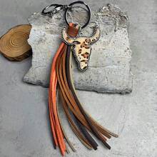 Bull Head Pattern Bag Bag Jewelry Pendant Multi Color Western Tassel Style Personalized Animal Printed Keychain - 3 - Xem 1