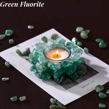 1pc Natural Crystal Raw Stone Candle Holder With Candle/ 1pc Candle Is Sold Separately- Diffuser Stone, Christmas Gift Gemstone, Ornaments, - Candlestick - View 6
