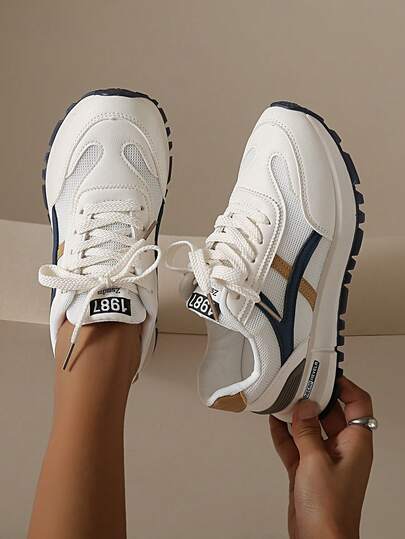 ZKBBO 女士休闲鞋户外平底运动鞋透气网眼百搭简约阿甘风格白色鞋子