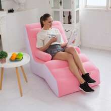 Inflatable Lazy Sofa Chair With Armrests Foldable Lounge Chair For Home Camping - Pink - View 6