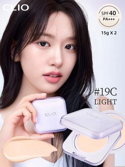 Clio K-Beauty KILL COVER MESH BLUR 气垫粉底套装，15g*2 [含替换装]，SPF40+ PA++++，清凉舒爽，柔焦哑光妆效，控油，遮盖毛孔，打造无瑕肌肤，轻盈柔滑质地，不飞粉，持久光泽，适合敏感肌，透气性好，可叠加遮瑕膏，韩式彩妆