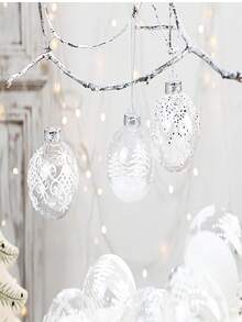 9 Pcs Christmas Baubles - Clear Christmas Tree Baubles, 8cm Painted Holiday Wedding Bauble Set | Shatterproof Ornaments For Christmas Tree Decoration, Premium Hanging Tree Pendant Ornaments For Decor,Transparent Christmas Balls, Christmas Tree Pendants, Christmas Tree Decorations Christmas Decorations Winter Room Decor Christmas Decorations Home Christmas Gifts Christmas Decor - Multicolor - View 4