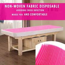 10/20/50/100pcs Disposable Non-Woven Thickened Breathable Massage Bed Sheets, Beauty Salon Bed Sheets - Pink - View 6