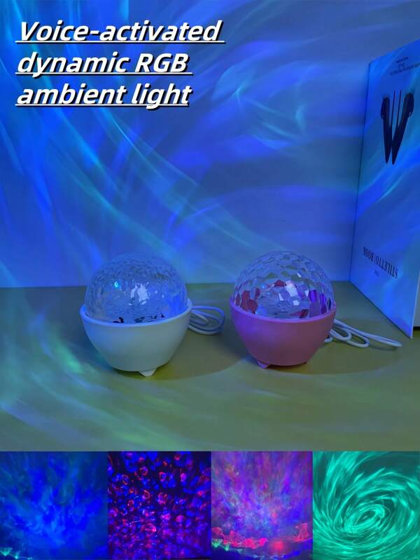 1 pieza Lámpara de atmósfera de escritorio con patrón de olas de agua/ártico/humo activada por sonido RGB dinámica de material ABS con alimentación USB, lámpara con forma de tazón adecuada para reunión anual de la empresa, dormitorio, sala de estar, bar, campamento, fondo de transmisión en vivo, fiesta, boda, Halloween, Navidad, Día de San Valentín para mejorar el ambiente festivo como regalo