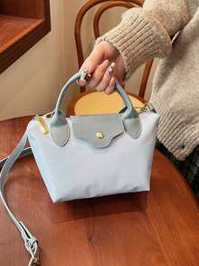 Túi xách nữ mới bằng nylon Dandelion màu trơn, túi đeo vai, túi đeo chéo - Màu xanh nhạt - Xem 4