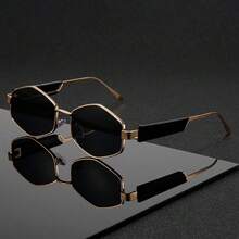 1pc Polygonal Geometric Design Glasses, Futuristic Thick Frame Glasses, Suitable For Daily Wear