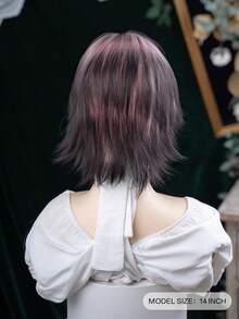 alicegarden 1 Tóc giả thẳng tổng hợp chịu nhiệt có mái, tóc giả ngắn nhiều màu, dài 14 inch, làm bằng sợi, thích hợp sử dụng hàng ngày, tóc giả tự nhiên và chân thực (không bao gồm phụ kiện) - Nhiều màu - Xem 4