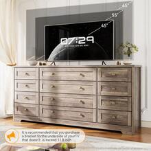 LIZHOUMIL 12 Drawers Wood Dressers For Bedroom,16" Wide TV Stand Dresser For 65 Inch TV,Long Wooden Dresser For Living Room, Hallway - Xám - Xem 2