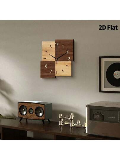 2D Flat, 1pc Creative Log Art ative Wand Clock, Super Silent Quartz Movement, No Ticking Sound, Klok Living Room, Bedroom, Office, Kitchen Cafe, Perfect Home ations Room view 7