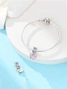 1pc Elegant 925 Silver Plated Colorful Zirconia & Enamel Butterfly, Clover DIY Bracelet Beads, Suitable For Girls/Mothers For Daily Wear, Summer, Carnival, Date, Anniversary