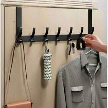 Gancio in alluminio nero, gancio per asciugamani da bagno, gancio per porta del soggiorno, gancio da parete spesso, appendiasciugamani