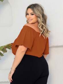 Women's Plus Size  Blouse - Marrón Mocha - Ver 2