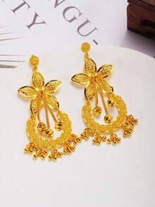 3pcs/Set 24K Gold Dubai Style Jewelry Set, Women Necklace And Earrings, Gold Alternative, Gold Jewelry Set, Saudi Arabia Fashion Accessories