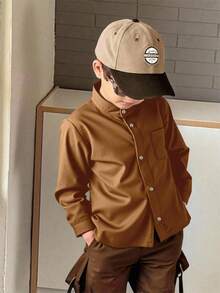 CAMISA PARA NIÑO CUELLO MAO , CON MANGA LARGA BOTONES AL FRENTE ,BOLSA EN EL COSTADO - Bronce - Ver 2