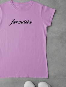 Blusa Feminina Baby look Curso Profissão Faculdade de Farmácia Letra Cursiva 100% Algodão - Roxo - Visão 2