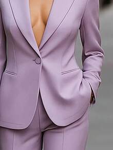 Women's Casual Urban Solid Color Lapel Button Pocket Jacket