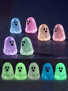 10/5/1pc Creative Glow-In-The-Dark Mini Ghost (Random Color), DIY Halloween Decor, Cute Mini Ghost, Glow-In-The-Dark Decor, Multi-Scene Decoration, Suitable For Desk, Decor, Room Decoration, Halloween Decor, Halloween Accessories