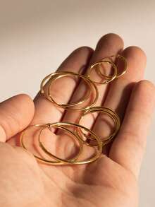 1 Pair Simple Hoop Earrings, 925 Sterling Silver Material, Minimalist Casual Women Earrings, High-Quality Jewelry, Holiday & Birthday Gift, Suitable For Daily Wear - Plain Hoop Earrings - View 2