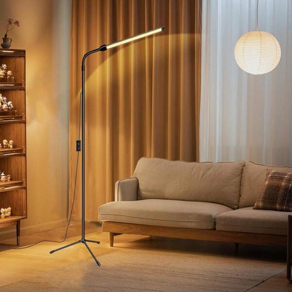 Lampe de sol LED pour extension de cils, luminosité réglable, 3 modes de couleur, lampe de sol de bureau rotative à 360°, lampe de travail pour cils, lampe de tatouage, lampe de lecture préservant les yeux, lampe de maquillage pour chambre à coucher, lampe pour extension de cils