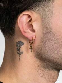 1 对 Ankh 耳环十字架耳环女士男士镀金生命之钥耳环埃及幸运护身符珠宝手工珠宝