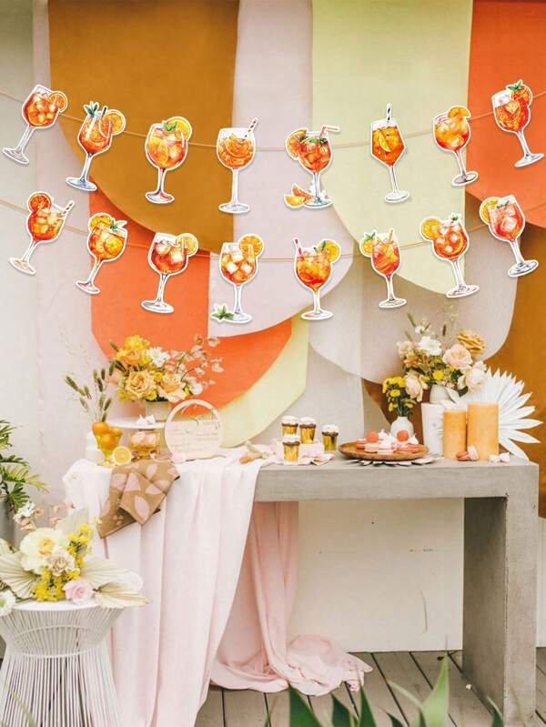 Margarita Party Deko Banner, Aperol Spritz Bar Banner Kranz, orange abgenutzt Retro Cocktail Bar Kranz, geeignet für Margarita Motto Junggesellenabschied Geburtstags Party Deko, Strand Schwimmbad Dekoration