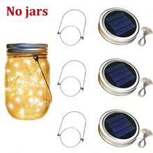 Solar Mason Jar Lid String Lights, 3/6/9/12/30Pack 20 Led 6.6FT String Fairy Star Firefly Jar Lids Lights With Hangers Included (Jars Not Included), For Mason Jar Patio Garden Wedding Lantern - Warm white light - View 2