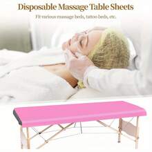 10/20/50/100pcs Disposable Non-Woven Thickened Breathable Massage Bed Sheets, Beauty Salon Bed Sheets - Pink - View 4