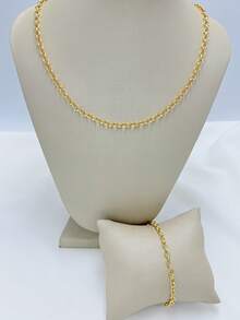 Women's Necklace + Bracelet Chain Kit With Antique Coin In 18k Gold Plating - Vàng - Xem 6