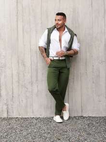 Men's Italian Tailored Trousers - Hunter Green - View 2