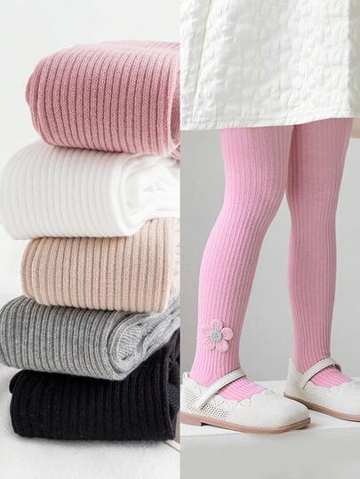 1 pieza Leggings para niñas/niñas pequeñas, pantalones ajustados ligeros para primavera y otoño, adecuados para uso al aire libre, diseño simple y lindo