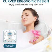 Ergonomic Luxury Bathtub Pillow With Head, Neck, Shoulder And Back Support, Bathtub Pillow Suitable For All Bathtub - White - View 7