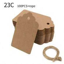 100Pcs/Pack Thank You For Your Tags And Ropes, Party And Holiday Decoration Kraft Paper, Gift Tag Tags, DIY Handmade Thank-You Tags, Holiday Gift Tag Tags, Party And Wedding Decoration, Blank Tags, Holiday Party Decoration, Christmas Gift Tag Tags