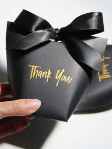 10pcs White Ribbon Candy Box Celebration Elegance: Premium Paper Gift Box With Gold 'Thank You' | Exquisite Ribbon | Perfect For Christmas, Weddings, Baby Showers, And More - White - View 6