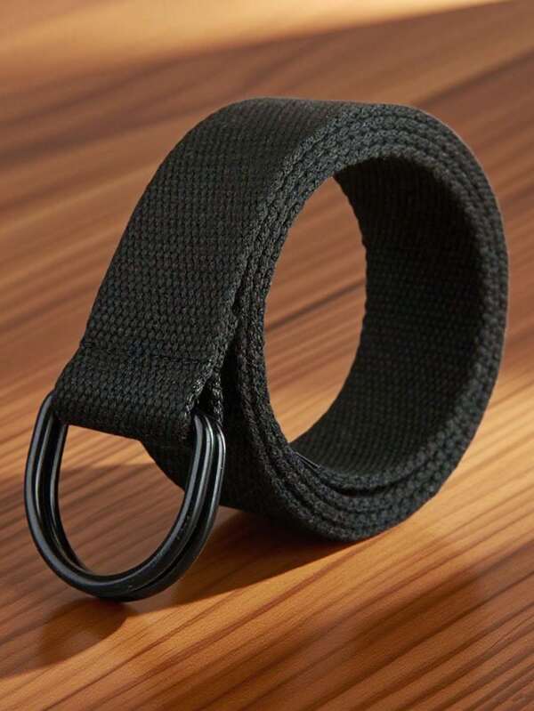 1 pieza Cinturón de lona para hombres, hebilla de doble bucle simple para hombres y mujeres, correa de cinturón de color de marca para adolescentes