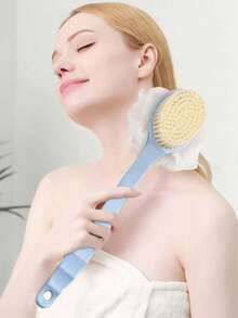 1 件装二合一双面沐浴刷，长柄软毛，长柄沐浴刷，多功能刷子，用于背部擦洗，背部去角质和淋浴清洁 - 彩色 - 查看 2
