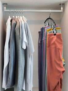 1 件儿童衣架，节省空间的弧形衣架，用于袜子和裤子 - 带 10 个夹子的壁橱整理器，裤子袜子衣架，适用于服装店，春季，简约，夏季上衣 - 彩色 - 查看 4