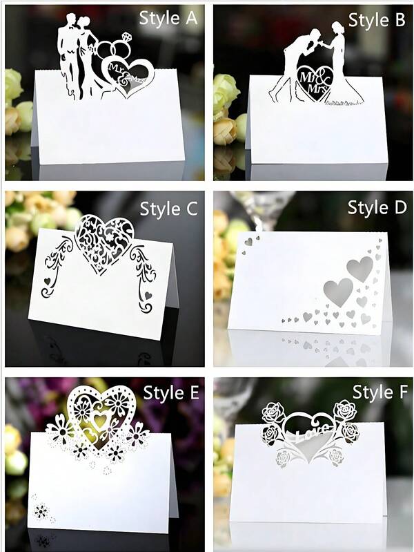 Heart-Shaped Seat Business Cards, Various Styles, Blank Business Cards, Decorative Table Cards For Parties, Graduation Ceremonies, Opening Ceremonies, Gatherings, Table Ornaments, Wedding Business Cards, Birthday Greeting Cards, Romantic Valentine's Day Blessings, Wedding Invitations, Family