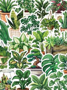 50pcs Green Plant Stickers, For Diary, Scrapbook, Phone Case, Notebook, Art Aesthetic Sticker Pack, Sticker Set, Scrapbooking Stickers, Decorative Stickers