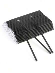 200/50 件睫毛延长用品套装，一次性睫毛线轴刷迷你刷眼黑棒唇刷用于睫毛延长纹身唇膏涂抹器（黑色） - 黑色 - 查看 15