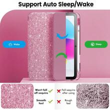 2025INFILAND Compatible With IPad A16 11th Generation 11 Inch 2025 Case IPad Case 10th Generation 10.9 Inch Glitter Cover With Sparkly Clear Back Pencil Holder For Girls Rose Pink - RosePink - View 5