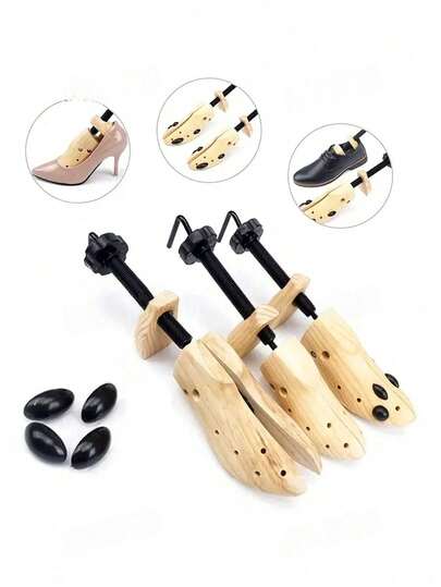 可调节木质鞋撑 - 支撑脚趾，防止鞋面起皱，必备鞋撑，时尚实用家居用品，适用于所有鞋型，提升生活品质