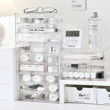 1 件亚克力透明 3/5/7 格防尘抽屉式收纳盒、文具、珠宝、化妆品收纳架 - 無色 - 查看 1