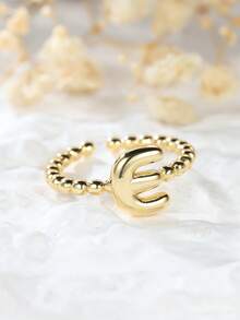 Tsnamer 1 pièce Bague vintage avec initiale en forme de cœur de A à Z, bague empilable minimaliste avec lettre gravée, cadeau pour elle, bijoux, cadeau pour femmes au quotidien - Bague à perles - Voir 20