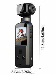 便携式 4K 运动相机，配备 270° 旋转镜头和 1.33 英寸 CMOS - USB 充电，内置麦克风，轻巧设计，适用于 VLOG、直播、户外探险、视频博客 | 旋转镜头相机 | 耐用相机，VLOG 相机